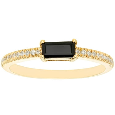Baguette Cut Gemstone and 0.10 CT. T.W. Diamond Ring in 14K Gold