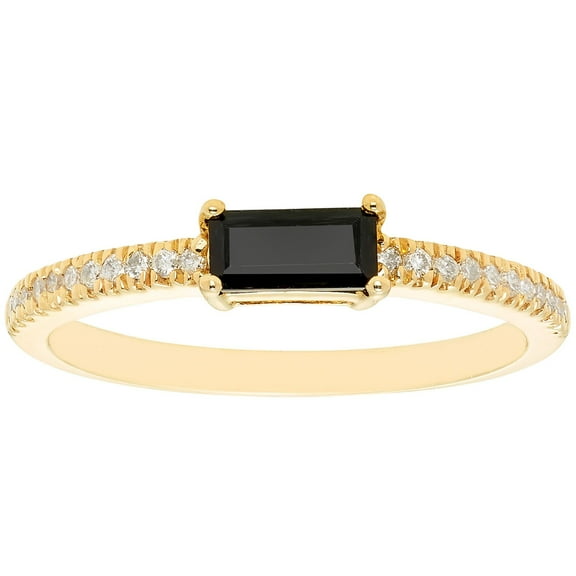Baguette Cut Gemstone and 0.10 CT. T.W. Diamond Ring in 14K Gold