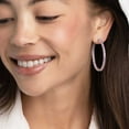 thumbnail image 5 of Lab Created Gemstone Huggie Hoop Earrings in Sterling Silver, 5 of 6