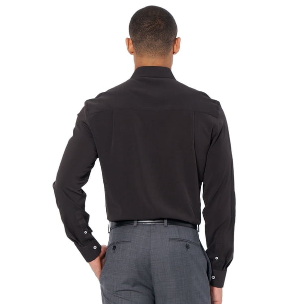 sam's club men's dress shirts Nick Graham Men's Traveler Dress Shirt Black 16-16.5 34/35 :- Black, 16-16.5 34/35