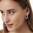 thumbnail image 3 of Round Cut Oval Shape Diamond Hoop Earrings in 14K Gold, 3 of 4
