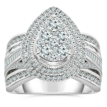 1.95 CT. T.W. Round Cut Double Halo Diamond Ring in 14K Gold