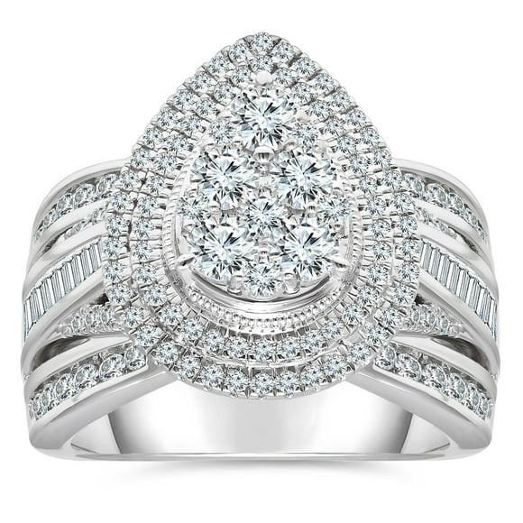 1.95 CT. T.W. Round Cut Double Halo Diamond Ring in 14K Gold