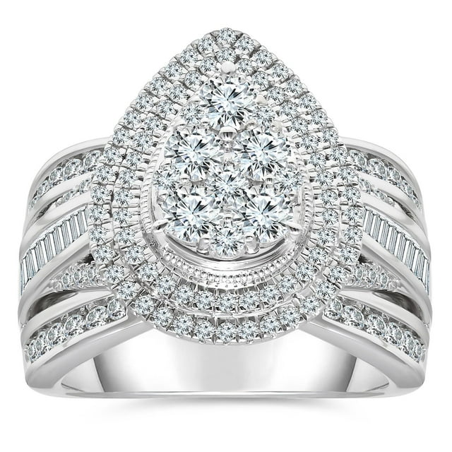 1.95 CT. T.W. Round Cut Double Halo Diamond Ring in 14K Gold
