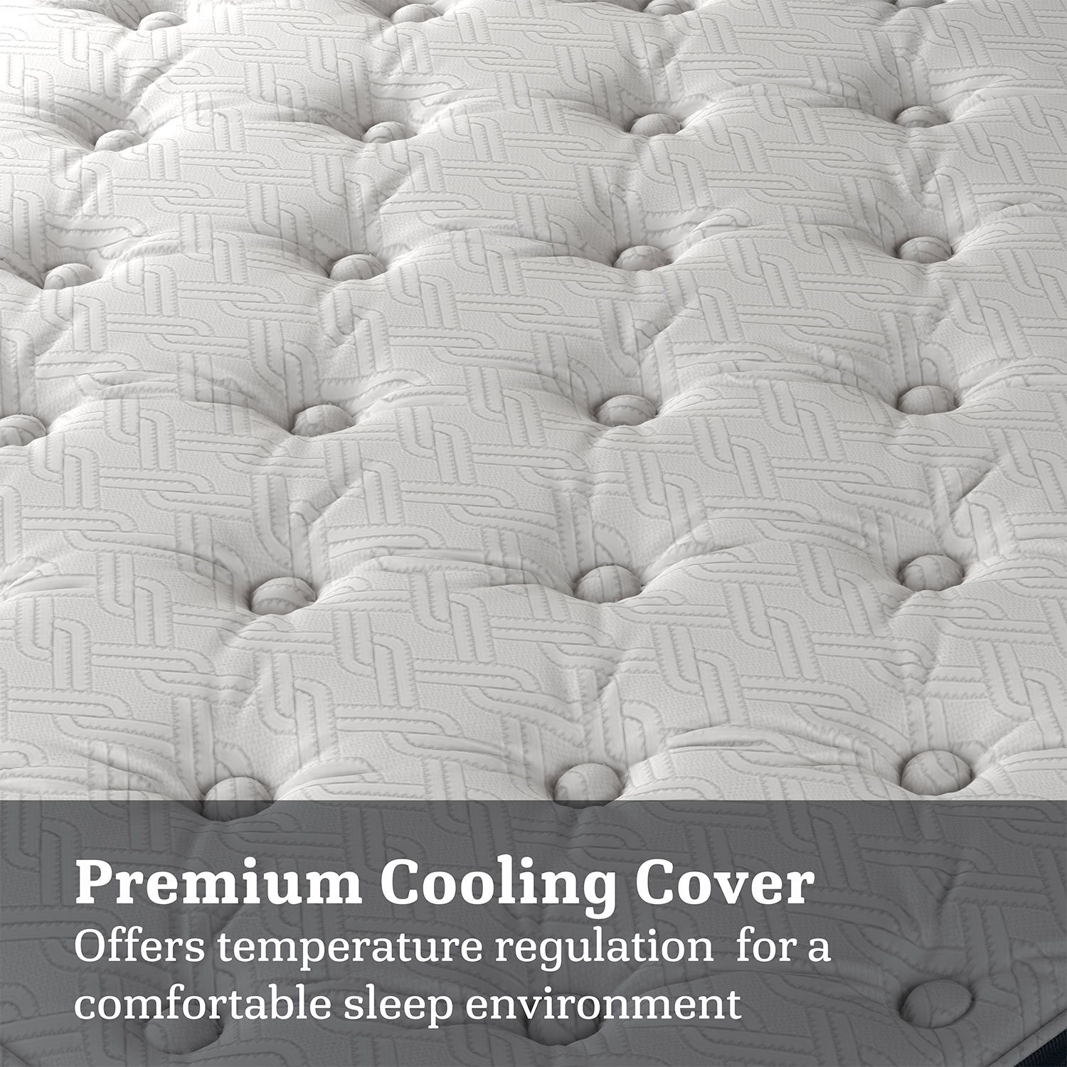 Close-up tufted white mattress fabric pattern.