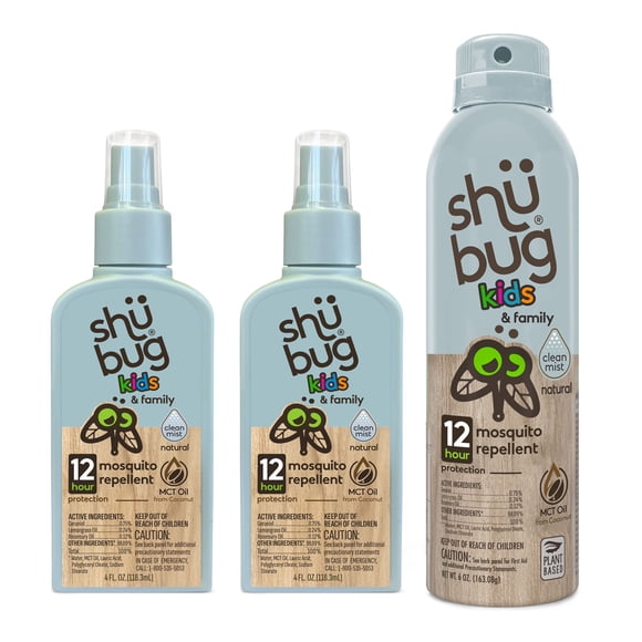 Shubug Kids Clean Mist Insect Repellent Bug Spray and Pump Bundle Pack