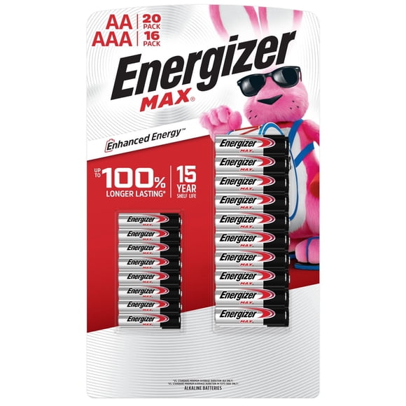 Energizer MAX Alkaline 20 AA + 16 AAA Batteries Combo Pack