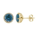 thumbnail image 1 of Round Cut Gemstone & 0.13 CT. T.W. Halo Diamond Stud Earrings in 14K Gold, 1 of 5