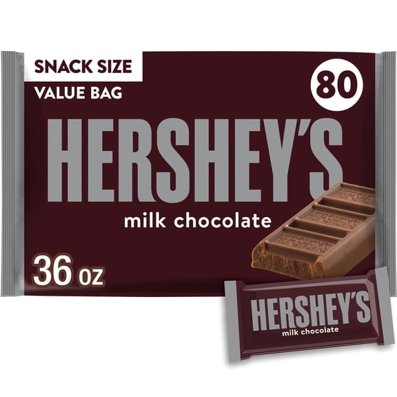 HERSHEY'S Milk Chocolate Bars, Snack Size, 80 pcs.