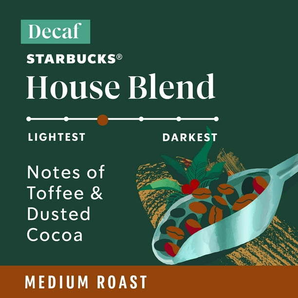 Starbucks Decaf House Blend Medium Roast K-Cup Coffee Pods, 72 ct