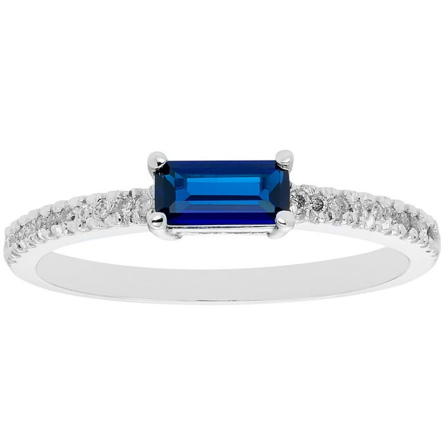 Baguette Cut Gemstone and 0.10 CT. T.W. Diamond Ring in 14K Gold