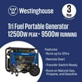 thumbnail image 2 of 12500/9500–Watt Westinghouse Tri Fuel Portable Generator With CO Sensor + Remote Electric Start, 2 of 14