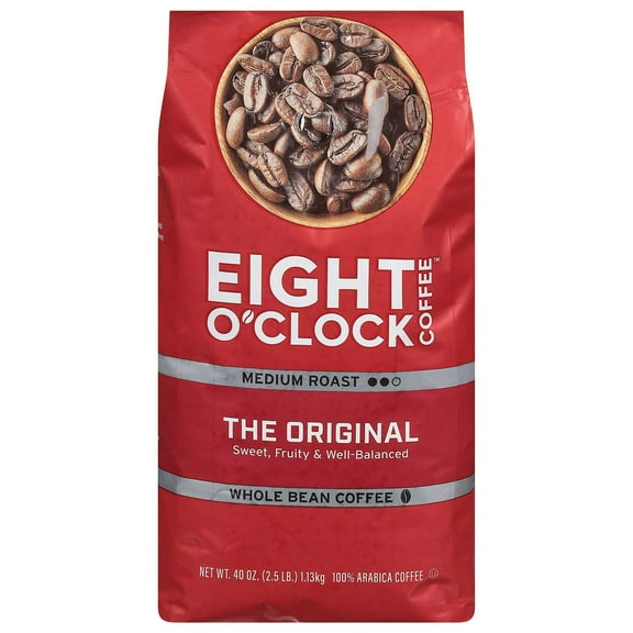 Eight O'Clock Medium Roast Whole Bean Coffee, The Original, 40 oz.