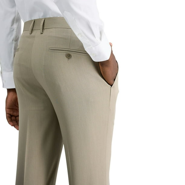 Haggar Kenneth Cole Modern Premium Slim Fit Flat Front Dress Pant Khaki 38x30:- Khaki, 38x30