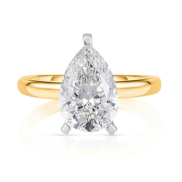 Lab Created Pear Cut Solitaire Diamond Ring
