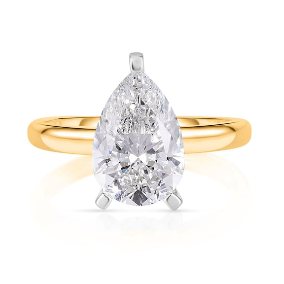 Lab Created Pear Cut Solitaire Diamond Ring