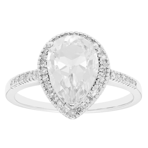 Pear Cut Lab Created Gemstone & 0.19 CT. T.W. Diamond Ring in 14K Gold