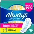 thumbnail image 1 of Always Ultra Thin Regular Pads with Wings, Size 1, 96 ct., 1 of 10