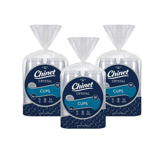 Chinet Crystal Plastic Cups, 14 oz., 180 ct.