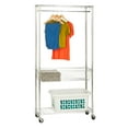 thumbnail image 1 of Honey-Can-Do Chrome Rolling Laundry Clothes Rack with Shelves, 1 of 7