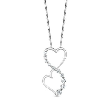 0.23 CT. T.W. Diamond Double Heart Infinity Pendant in 14K Gold