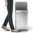 thumbnail image 4 of simplehuman 12-Gal Rectangular Step Can with Liner Pocket, Brushed Stainless Steel with Grey Plastic Lid  & Code M Custom-Fit Liners, 60 pack., 4 of 7
