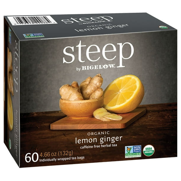 steep by Bigelow Lemon Ginger Herbal Tea 60 ct