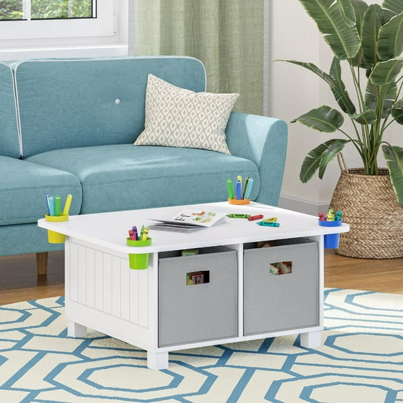 RiverRidge Kids Activity Table with Cubbies, Removable Cups and 4 Bins