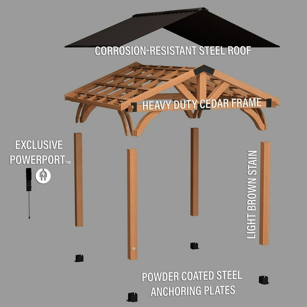 Backyard Discovery Cedar 12' x 12' Gazebo with PowerPort