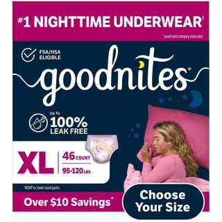 Goodnites Nighttime Bedwetting Underwear for Girls, Sizes Extra Small - Extra Extra Large