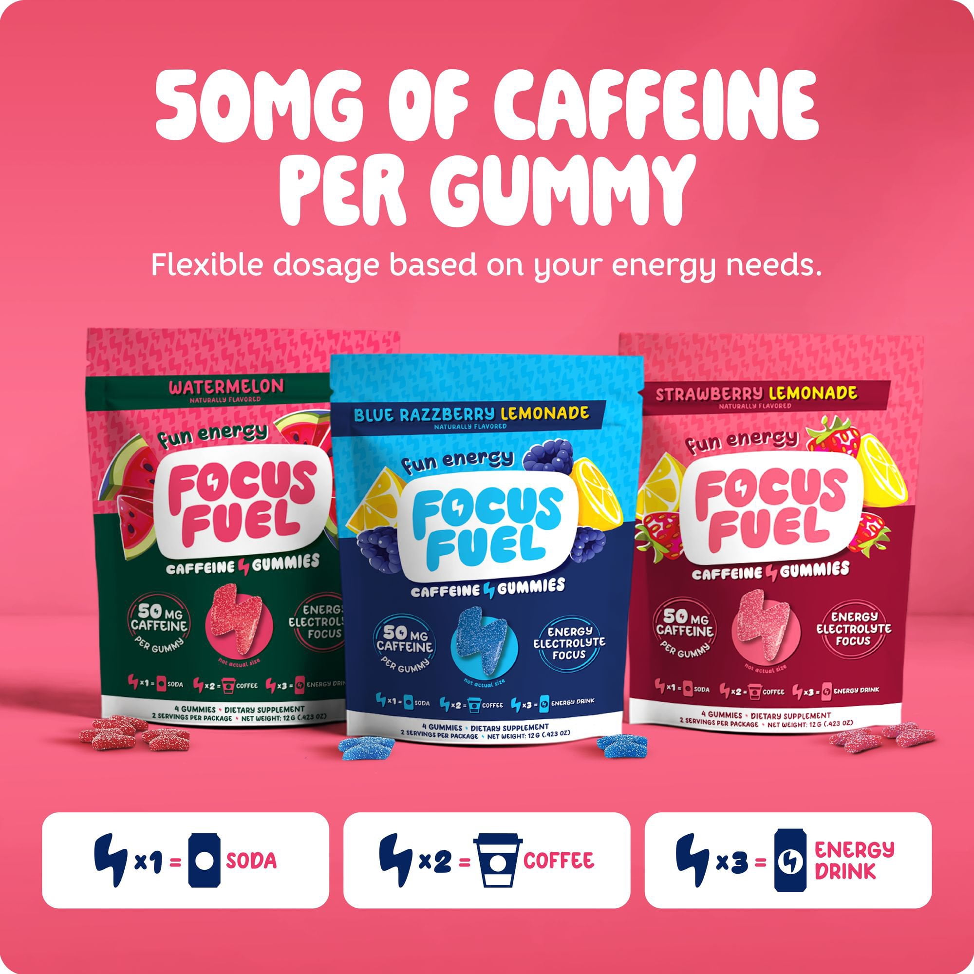 FocusFuel Variety Pack Caffeine Gummies, 4 ct., 15 pk. - Samsclub.com