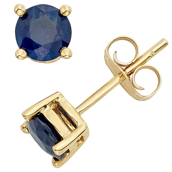 Round Cut Gemstone Stud Earrings in 14K Gold