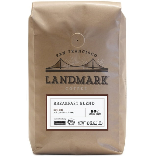 Landmark Medium Roast Whole Bean Coffee, Breakfast Blend, 40 oz.