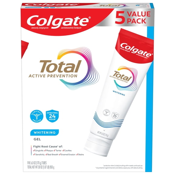 Colgate Total Whitening Gel Toothpaste, 6 oz., 5 pk.