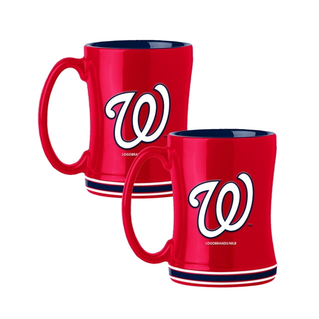 Logo Brands Washington Nationals 14oz Relief Mug Set