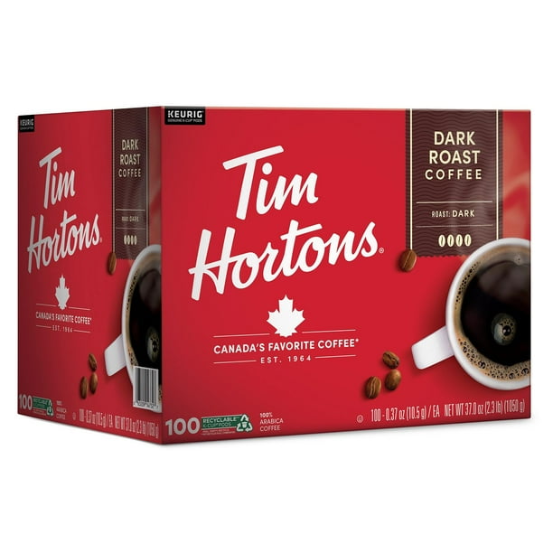 Tim Hortons Premium K-Cup Coffee Pods, Dark Roast, 100 ct