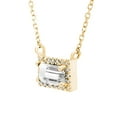 thumbnail image 2 of Baguette Cut Gemstone and 0.06 CT. T.W. Diamond Halo Pendant Necklace in 14K Gold, 2 of 3