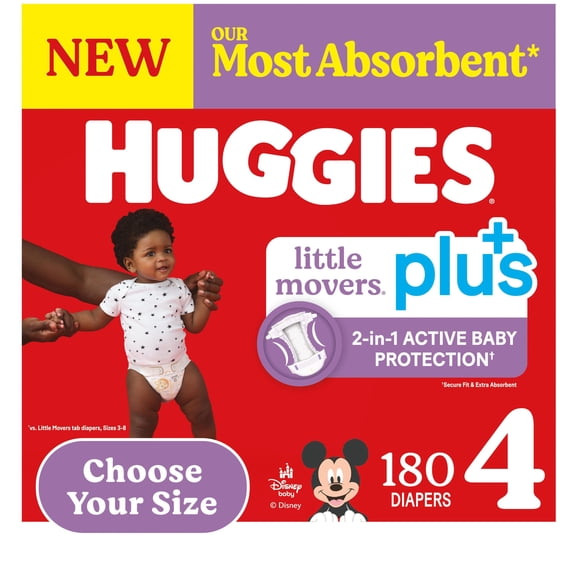 Huggies Little Movers Plus Baby Diapers, Size 3-7