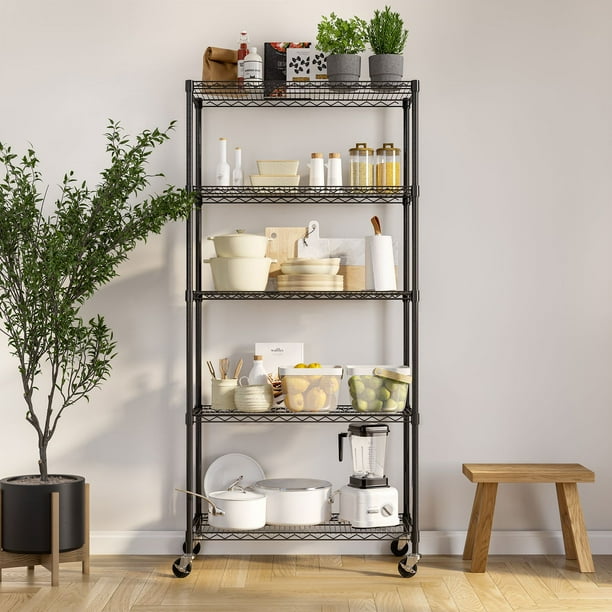 Seville Classics 5-Tier Steel Wire Shelving, 36” W x 14” D x 75.5