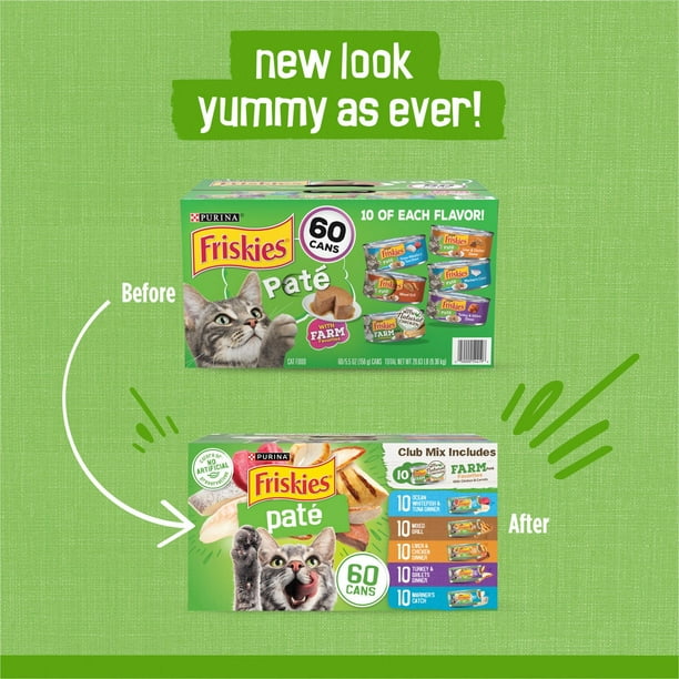 Purina Friskies Variety Pack, Adult Pate Wet Cat Food, 5.5 oz., 60 ct.