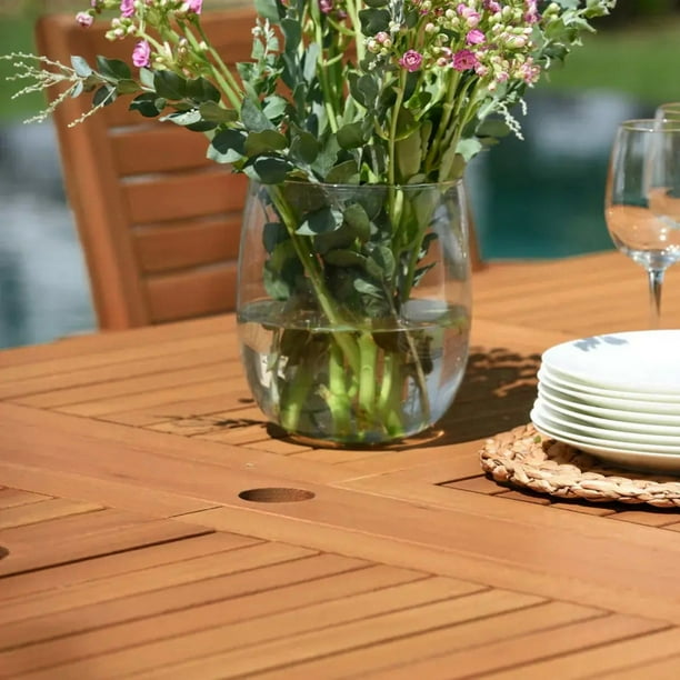 Amazonia Logan Outdoor Dining Set Teak Finish, Choose Size