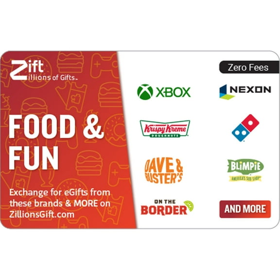 Food & Fun $50 eGift Card – Zift Zillions of Gifts