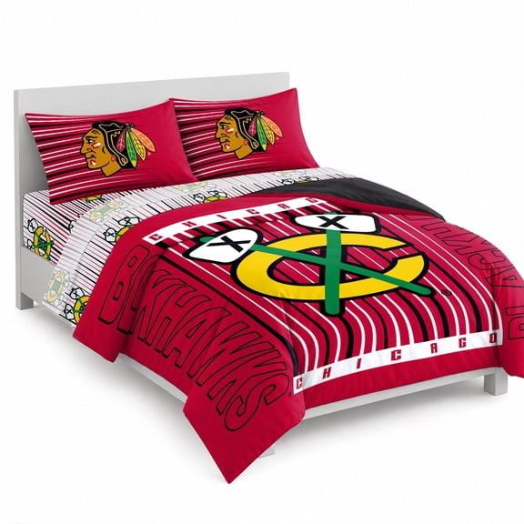 Logo Brands Chicago Blackhawks Bed-In-A-Bag Set