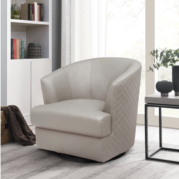 Belfield 100% Top Grain Leather Swivel Accent Chair