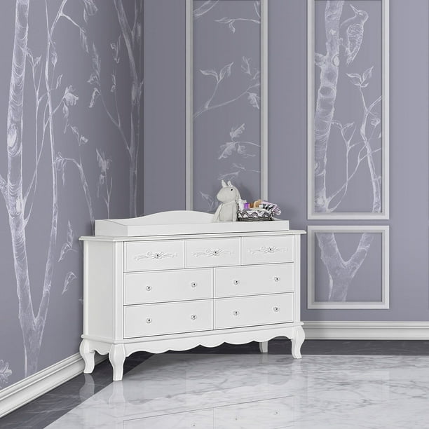 evolur aurora dresser grey Evolur Aurora 7 Drawer Double Dresser, Akoya Grey Pearl/Silver Mist & BAJE HOME