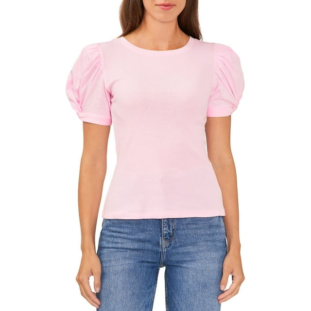 Vince Camuto Women's Puff Sleeve Rib Top