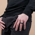 thumbnail image 4 of 8mm Black Textured Mens Band in Tungsten, 4 of 5