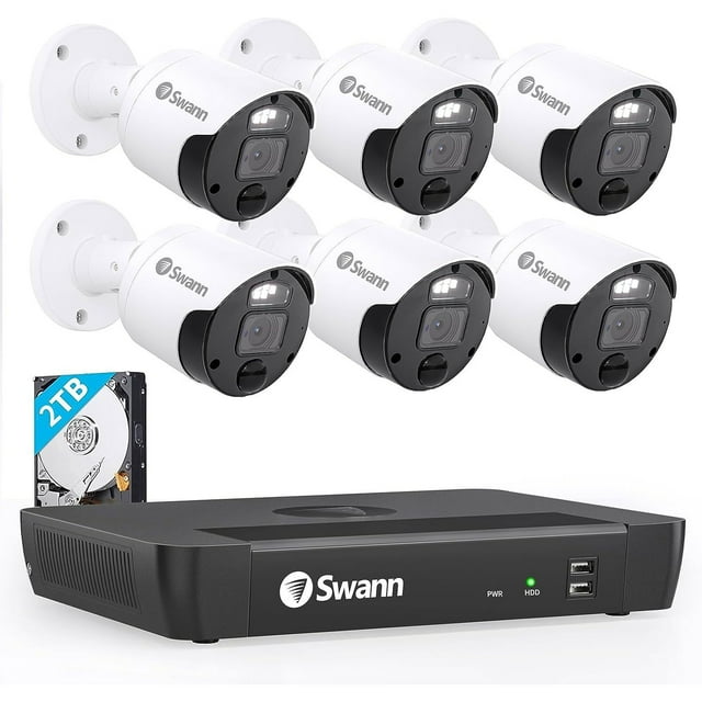Swann 4K HD Cameras with 2TB NVR Security System, 6pk.