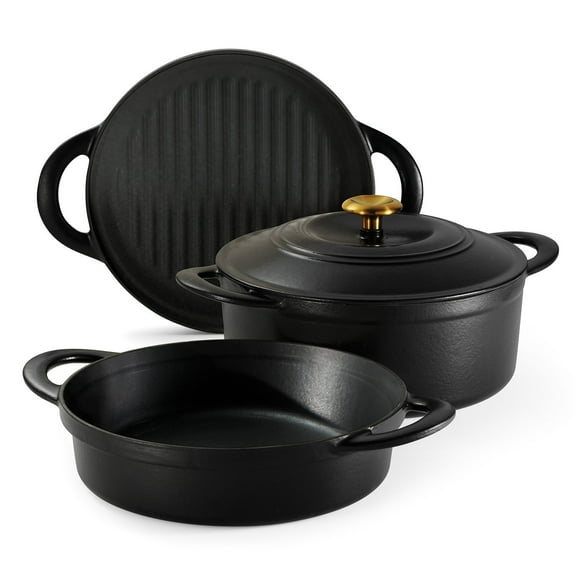 Tramontina 4-Piece Stackable Enamel Cast Iron Cookware Set (Choose Color)