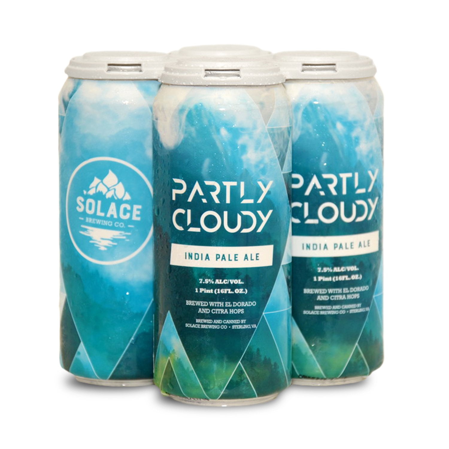 Solace Partly Cloudy IPA Ale Beer, 16 fl. oz. can, 4 pk